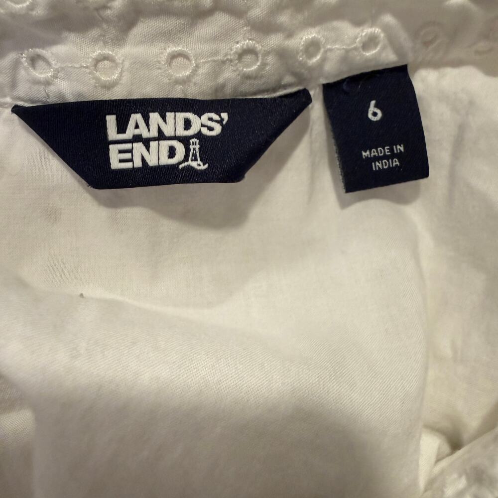 Lands End White Eyelet Tiered Midi Dress Sleeveless Cotton 6 Summer Preppy - Picture 8 of 10